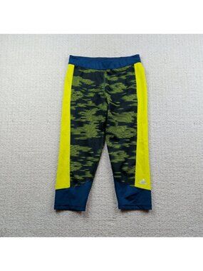 Adidas Tech Fit Blue Green Colorful Cropped Athletic Leggings Workout Capri Read